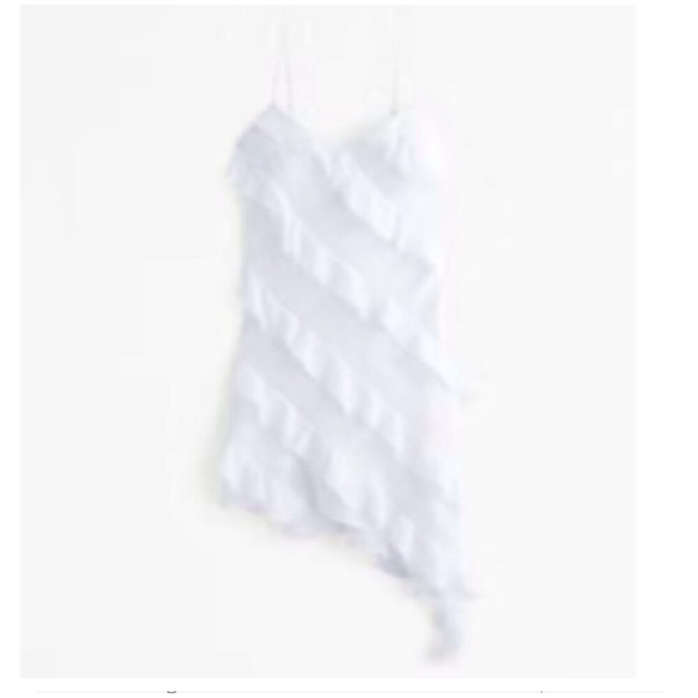 Abercrombie and Fitch White Ruffle Slip Asymmetrical Dress Size Large TALL NWT
